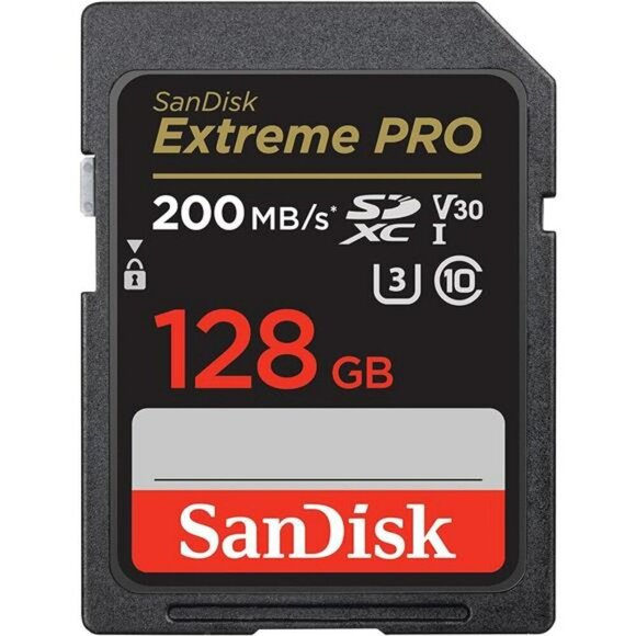 SanDisk 128GB Extreme PRO SDXC UHS-I Memory Card - C10, U3, V30, 4K UHD, SD - Picture 1 of 7